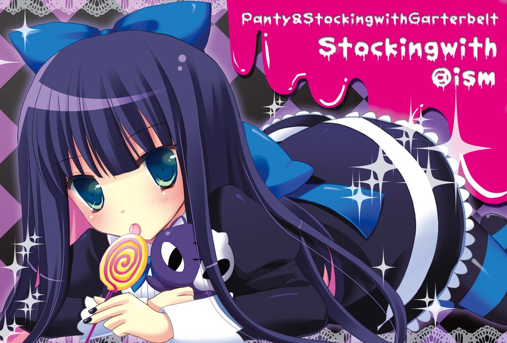 aono_ribbon panty_&_stocking_with_garterbelt stocking thighhighs