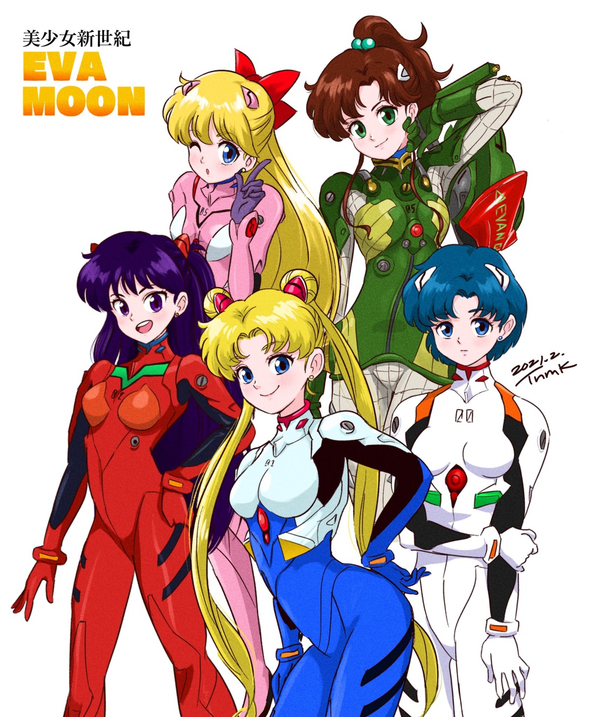 aino_minako bodysuit cosplay hino_rei kino_makoto mizuno_ami neon_genesis_evangelion sailor_moon tsukino_usagi tsunemoku