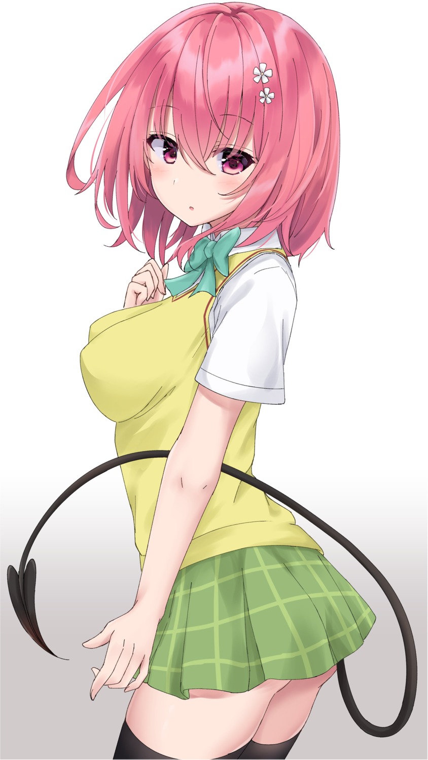 momo_velia_deviluke seifuku sweater tail thighhighs to_love_ru to_love_ru_darkness to_sse