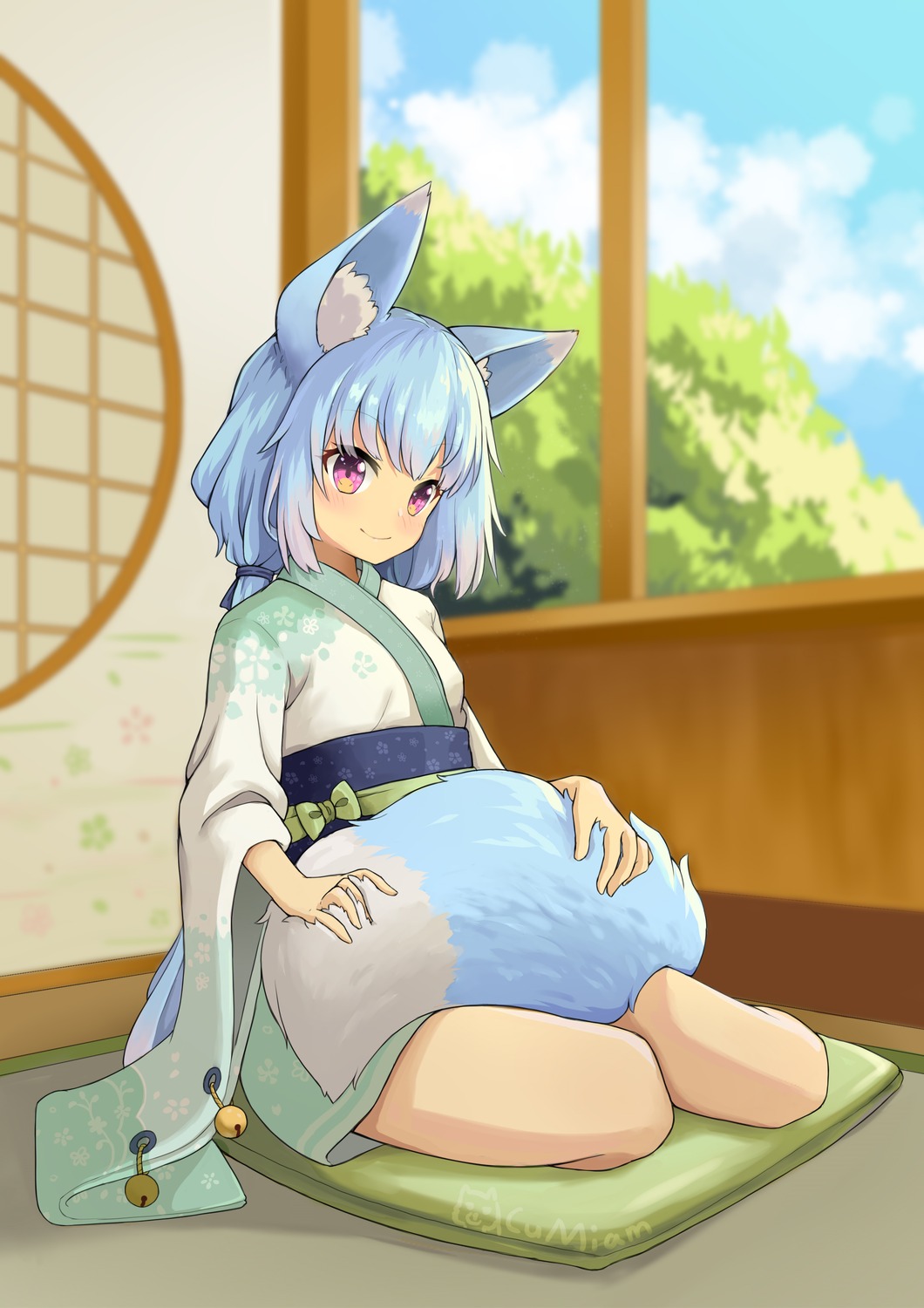 animal_ears cumianjun kimono kitsune tail