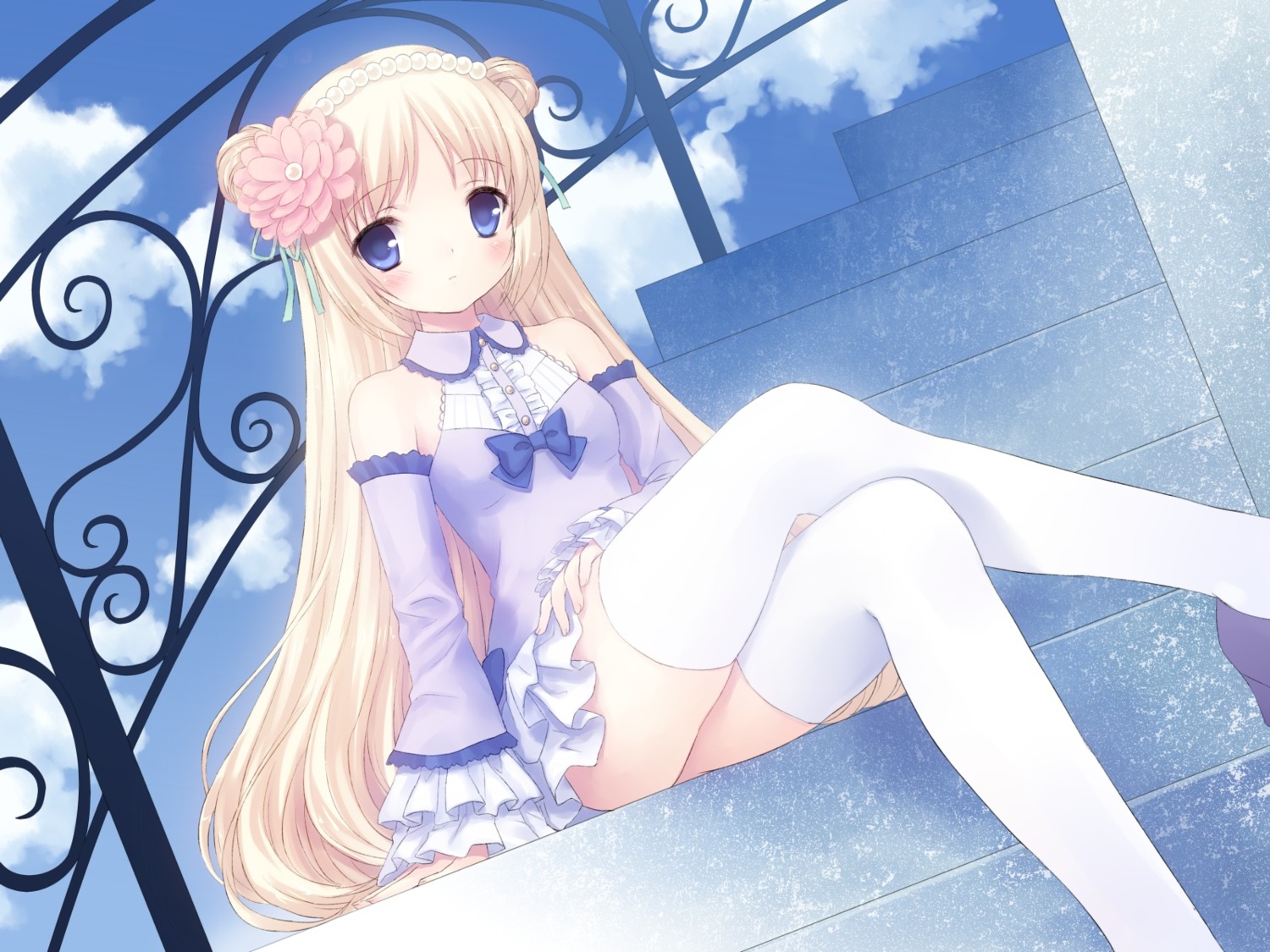 chitosezaka_suzu dress thighhighs wallpaper