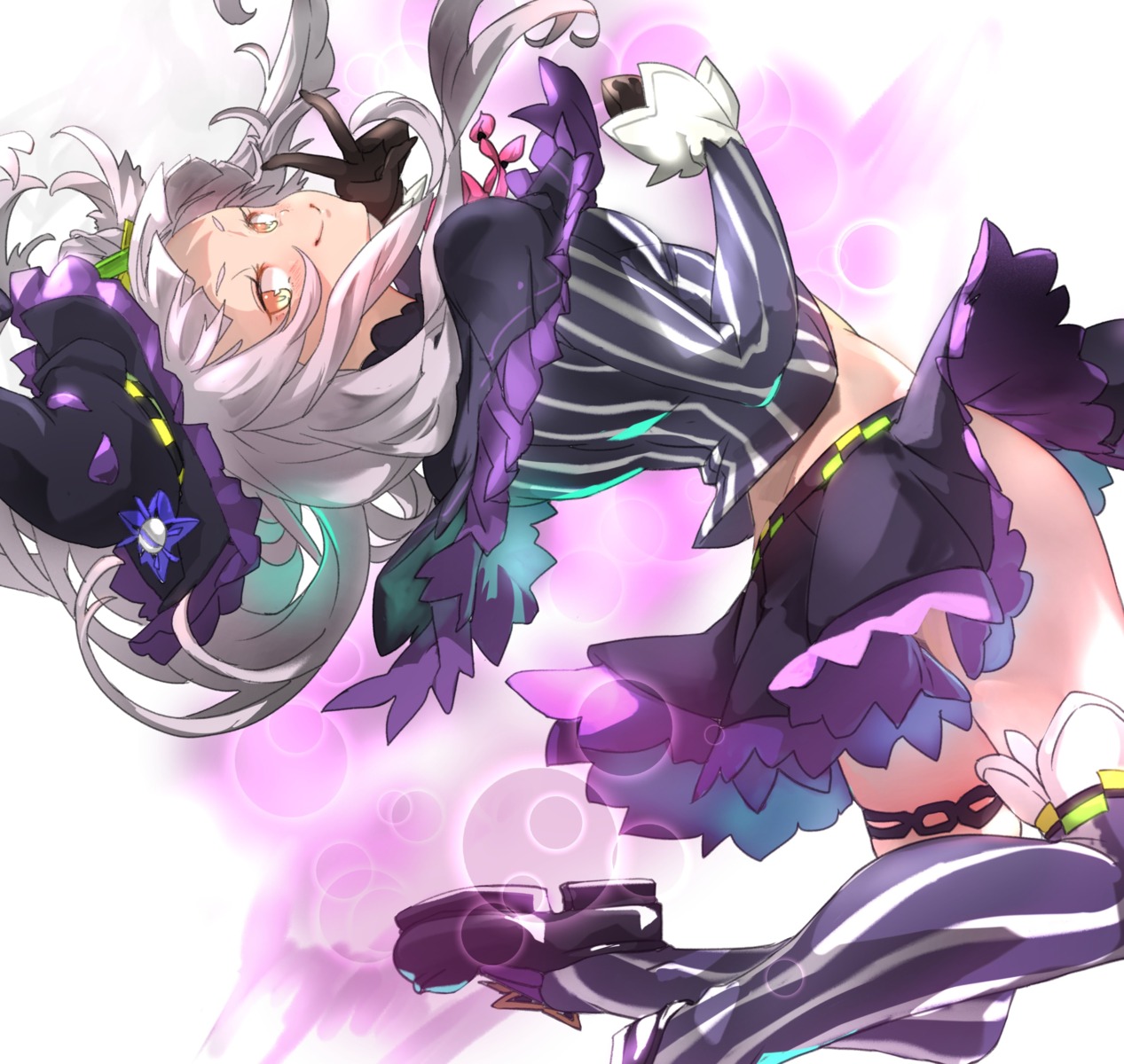 garter hololive murasaki_shion skirt_lift tagme thighhighs