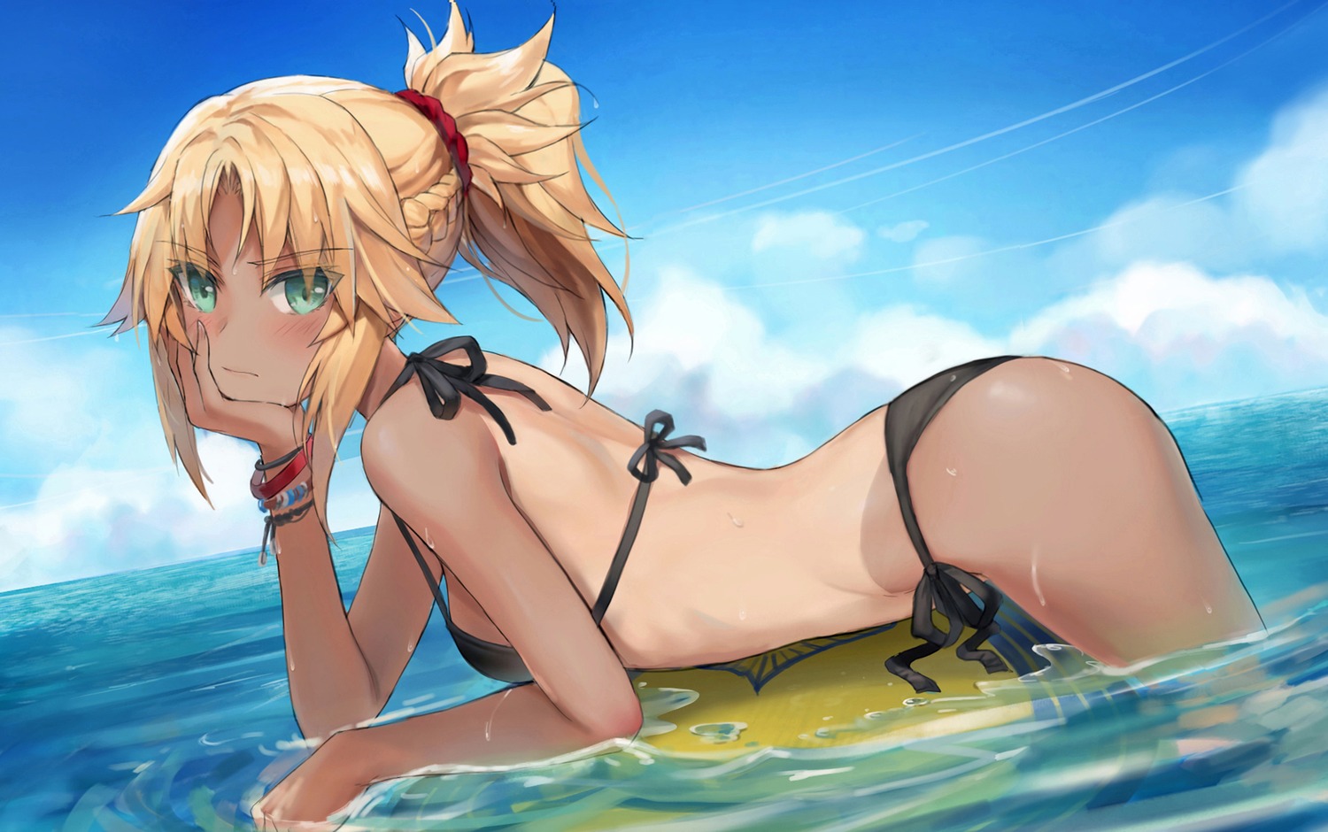 bikini fate/apocrypha fate/stay_night mordred_(fate) swimsuits tan_lines tonee wet
