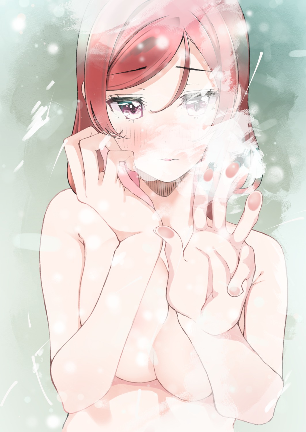 breast_hold ksks love_live! naked nishikino_maki