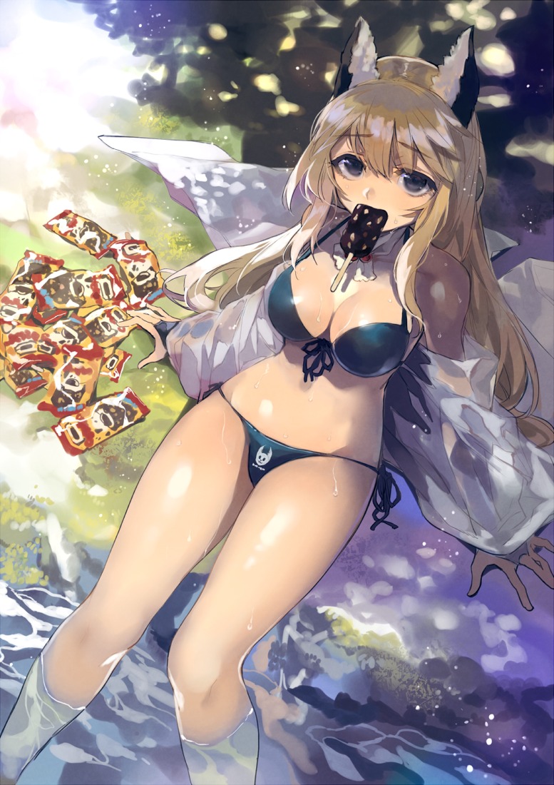 animal_ears bikini cleavage dekappara_futoriusu swimsuits