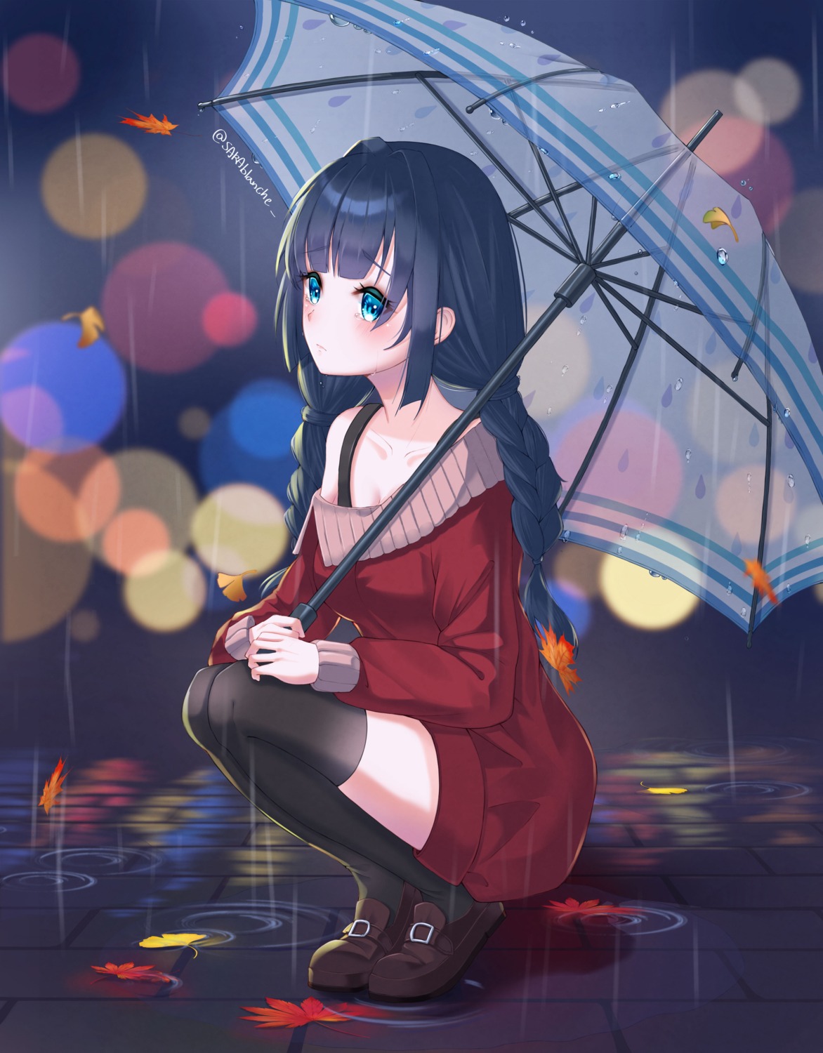 sarablanche sweater thighhighs umbrella