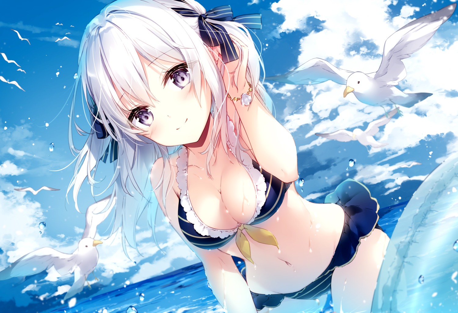 bikini emori_miku_project ezuki_luna mochizuki_shiina swimsuits wet