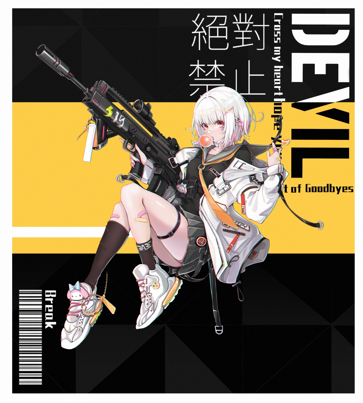 bandaid garter gun seifuku skirt_lift zombie220