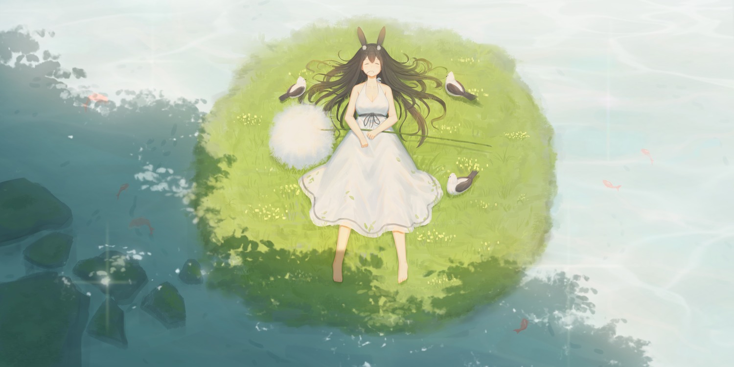 animal_ears bunny_ears cleavage dress summer_dress yao_ren_gui