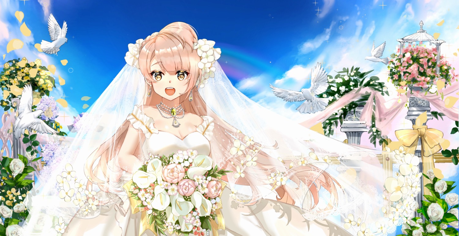 cleavage dress lims_(neko2lims) love_live! minami_kotori see_through wedding_dress