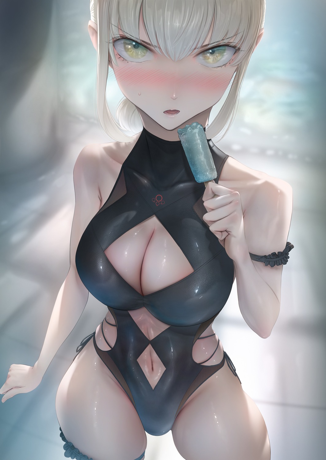 cleavage erect_nipples fate/stay_night fate/stay_night_heaven's_feel garter imizu_(nitro_unknown) saber saber_alter swimsuits