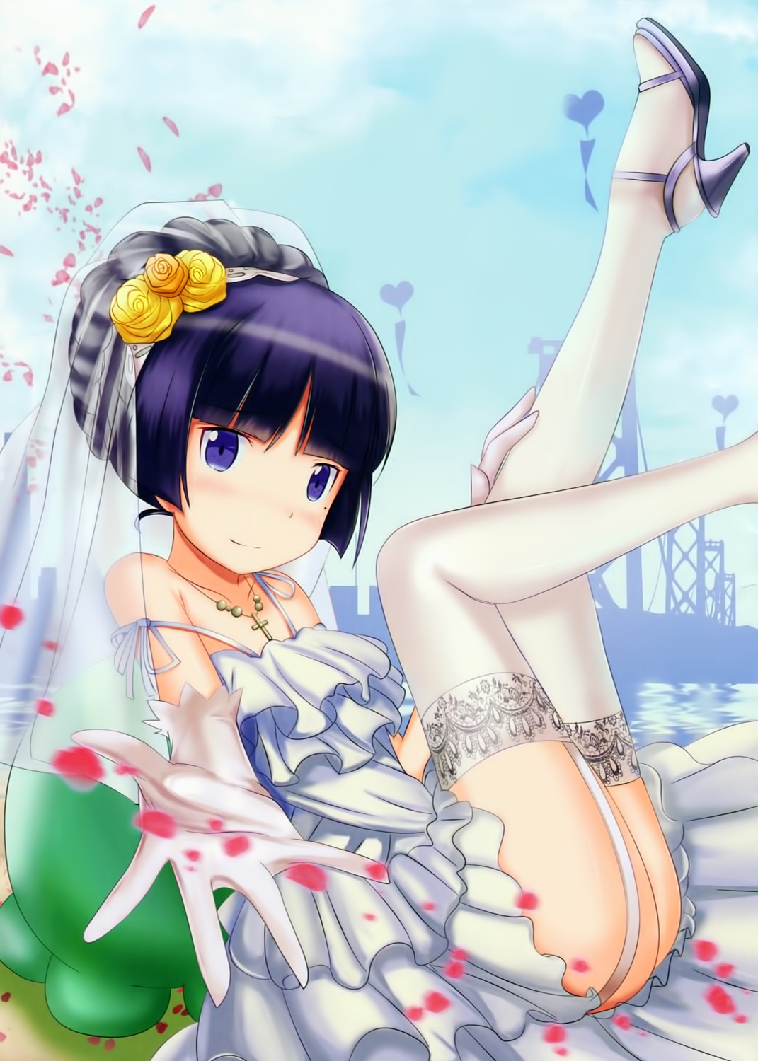 dress edogawakid gokou_ruri heels ore_no_imouto_ga_konnani_kawaii_wake_ga_nai stockings thighhighs wedding_dress