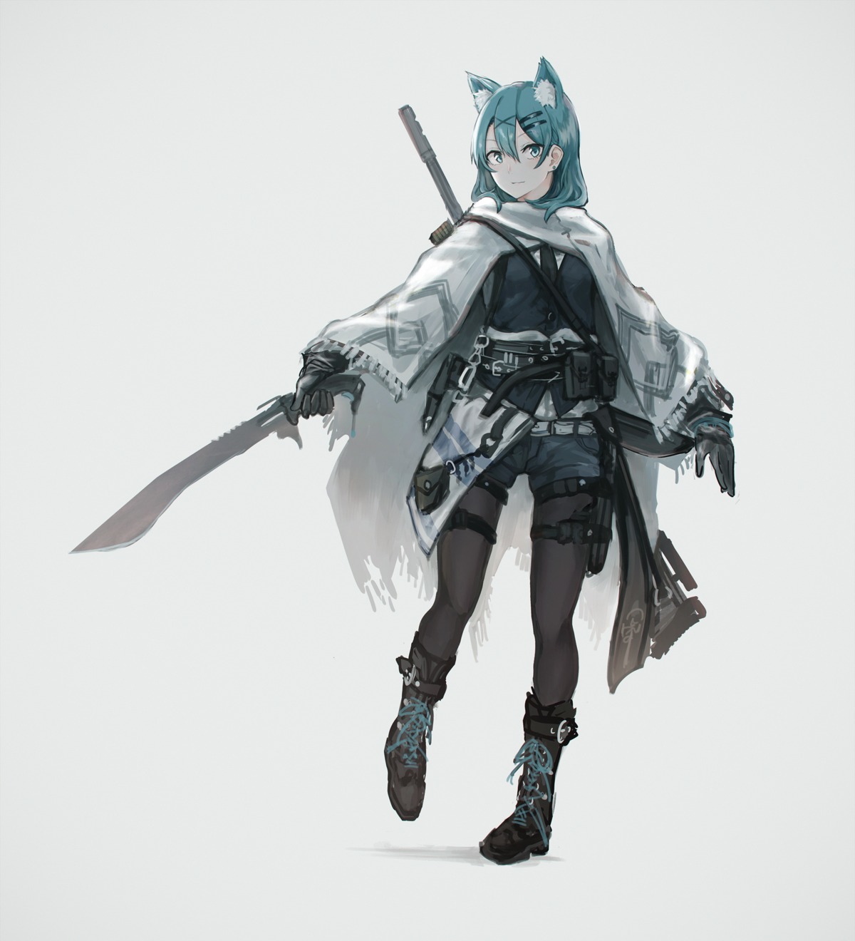 animal_ears garter nekomimi pantyhose sparrovv sword