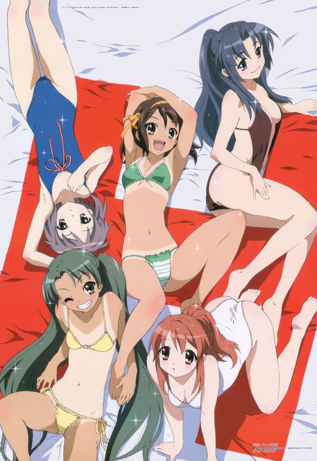 asahina_mikuru asakura_ryouko ass bikini cleavage kadowaki_satoshi nagato_yuki sling_bikini suzumiya_haruhi suzumiya_haruhi_no_yuuutsu swimsuits tan_lines tsuruya