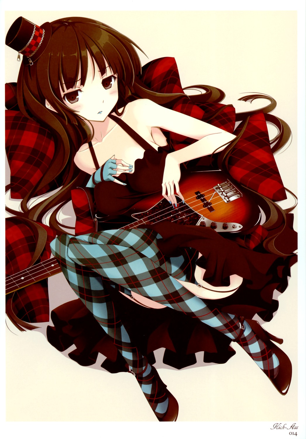 akiyama_mio dress guitar k-on! mikoto_akemi stockings thighhighs yellow_avantgard