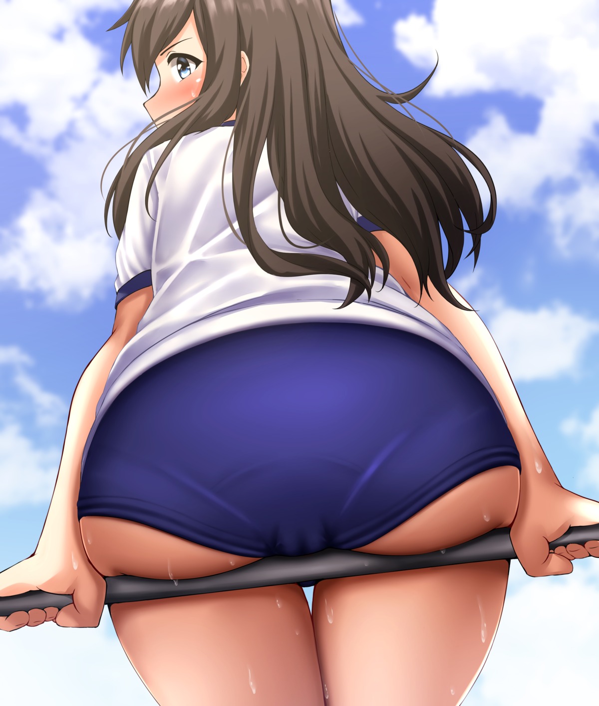 asashio_(kancolle) ass buruma cameltoe gym_uniform kantai_collection wet zanntetu