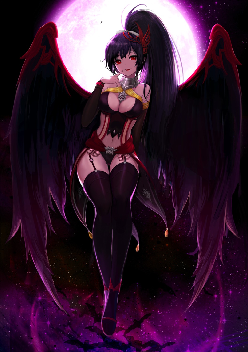 cleavage pantsu phonic stockings thighhighs wings