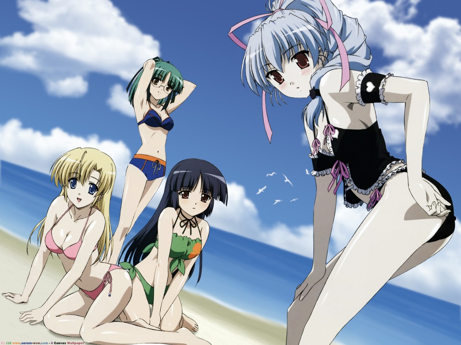 bikini canvas_2 cleavage fujinami_tomoko housen_elis misaki_sumire swimsuits takeuchi_mami wallpaper