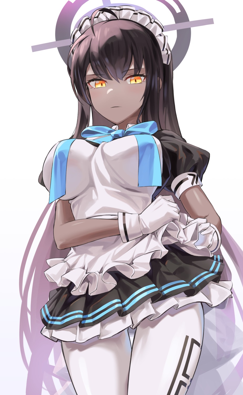 blue_archive halo kakudate_karin maid pantyhose rivet_vvrn skirt_lift