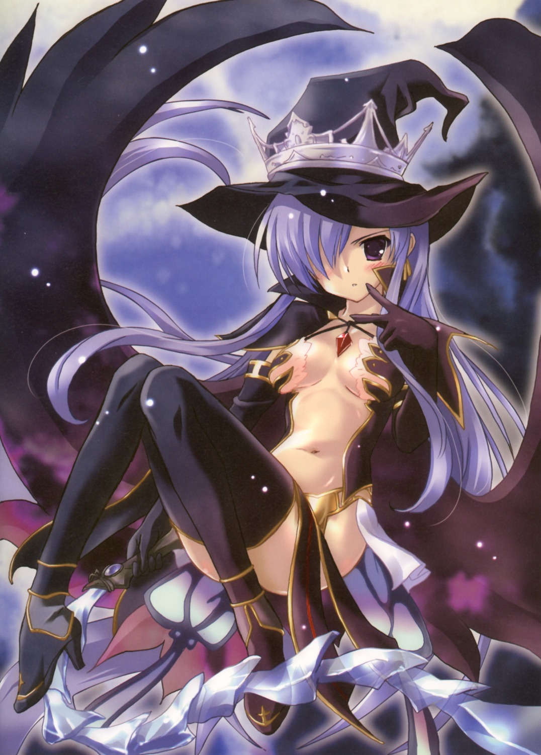 cleavage fatima heels komatsu_e-ji luminous_arc luminous_arc_2 no_bra thighhighs weapon witch