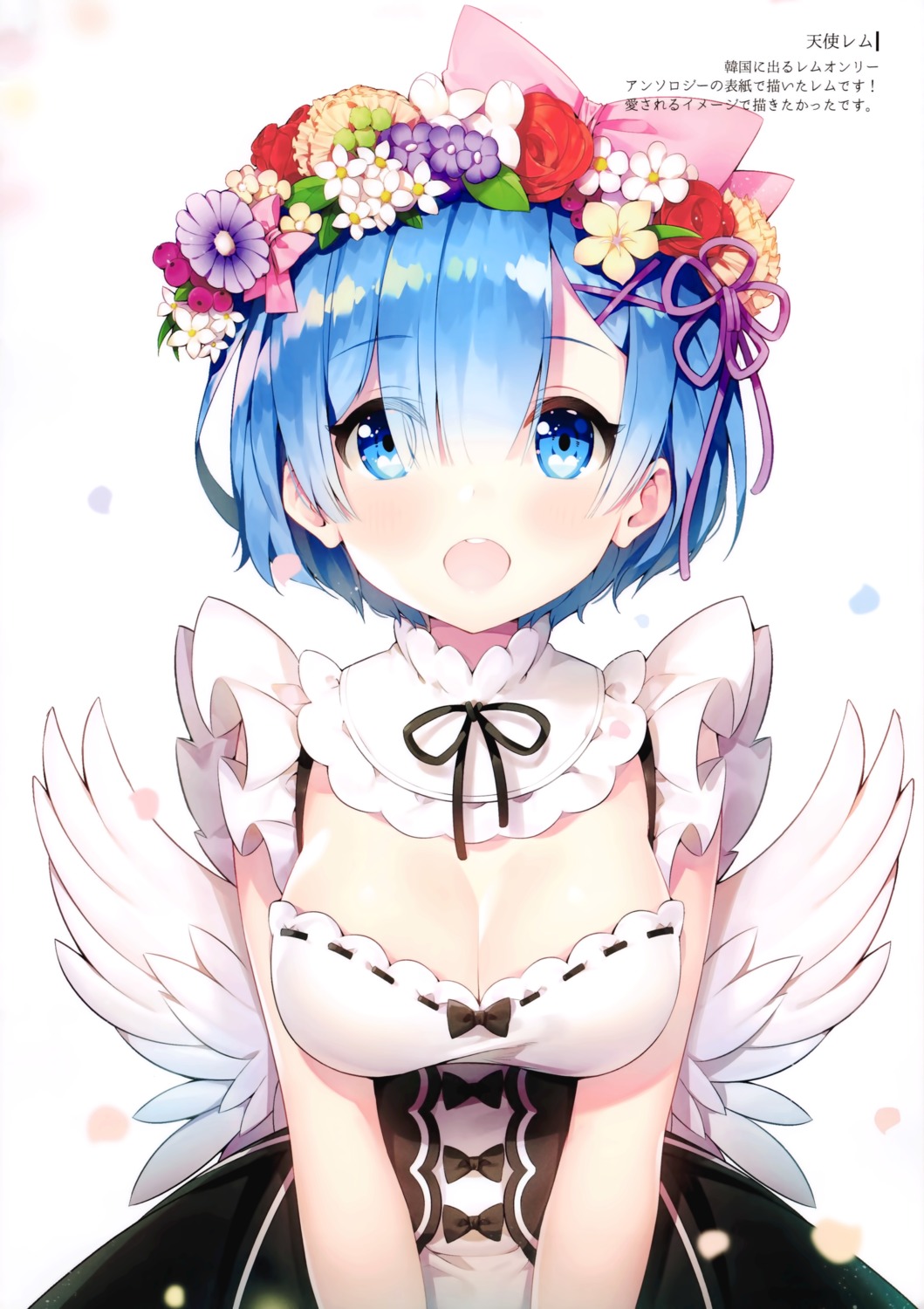 ayamy cleavage hachigo maid re_zero_kara_hajimeru_isekai_seikatsu rem_(re_zero) wings