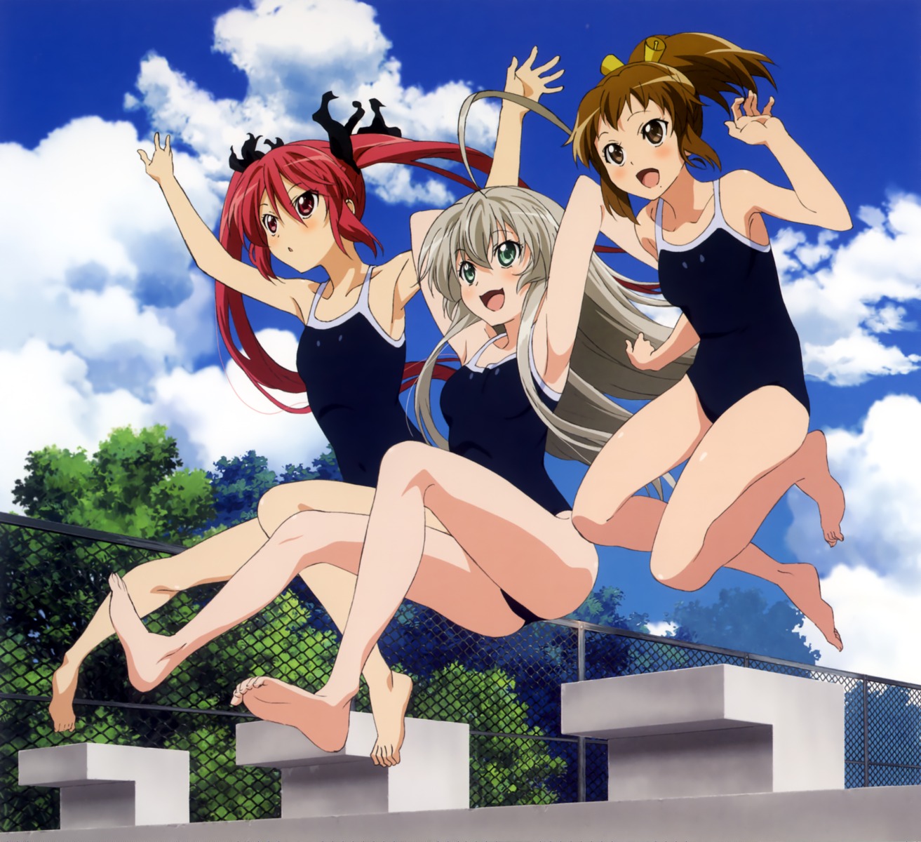 haiyore!_nyaruko-san kurei_tamao kuuko_(haiyore_nyaruko-san) nyaruko school_swimsuit swimsuits