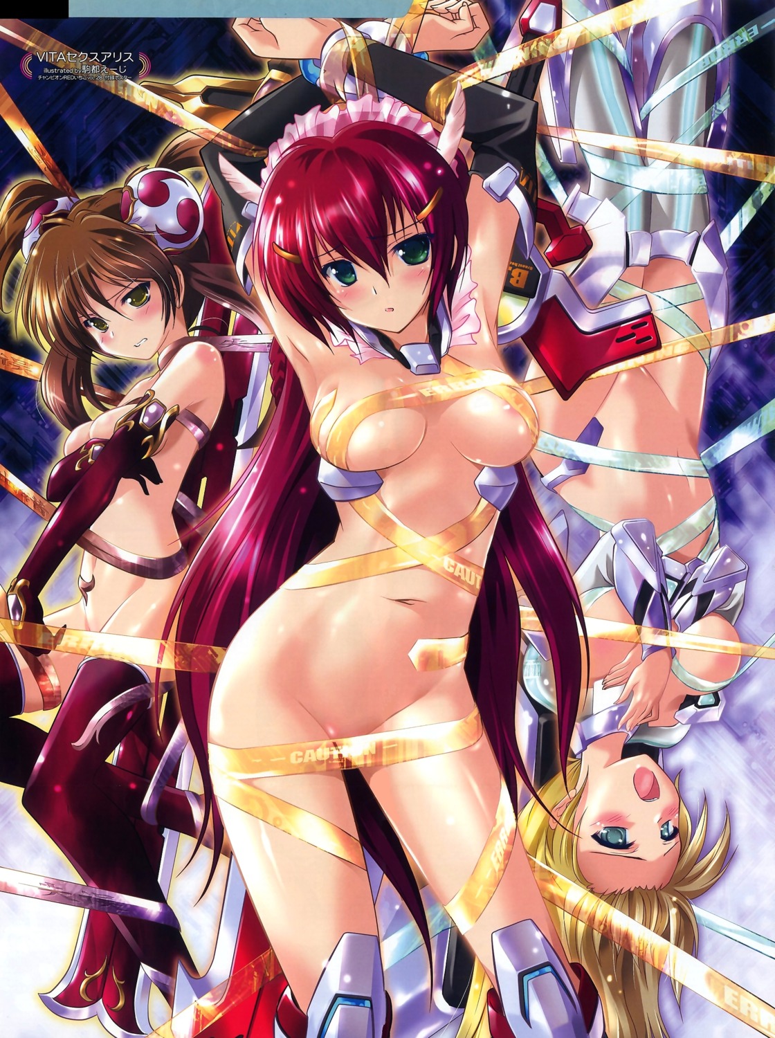 amane_mao areola armor bondage breast_hold cleavage komatsu_e-ji naked_ribbon see_through sword thighhighs vita_(vita_sexualis) vita_sexualis