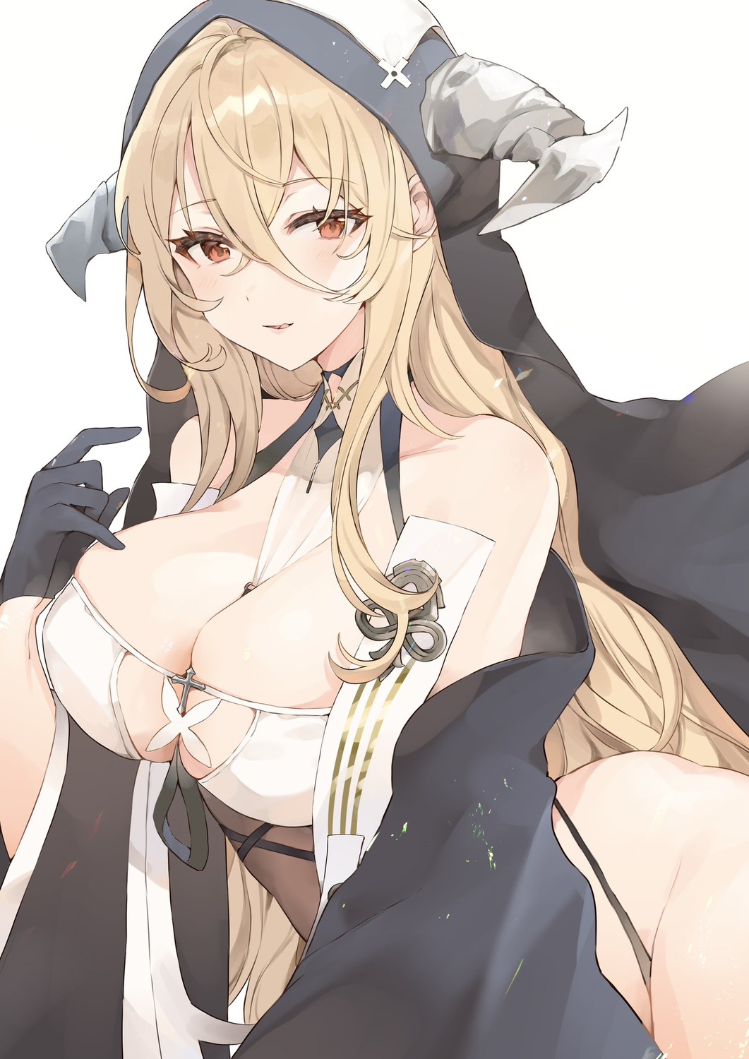 azur_lane horns implacable_(azur_lane) no_bra nun pantsu yukameiko