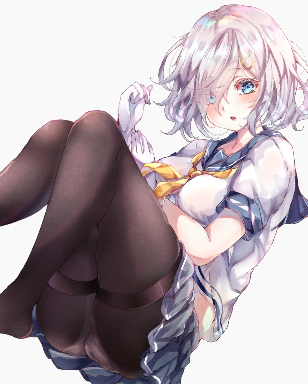 hamakaze_(kancolle) kantai_collection pantsu pantyhose sa-ya2 seifuku skirt_lift