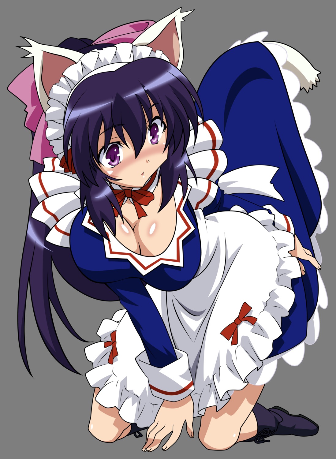 animal_ears cleavage himari maid nekomimi omamori_himari tail transparent_png vector_trace