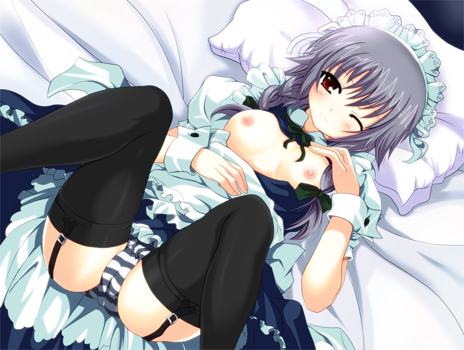 breasts cameltoe izayoi_sakuya izumioo maid nipples pantsu stockings thighhighs touhou