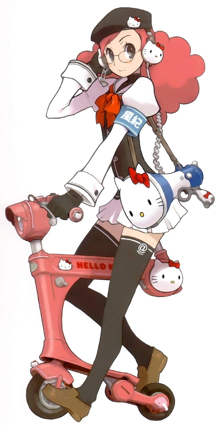 headphones hello_kitty megane seifuku tagme thighhighs