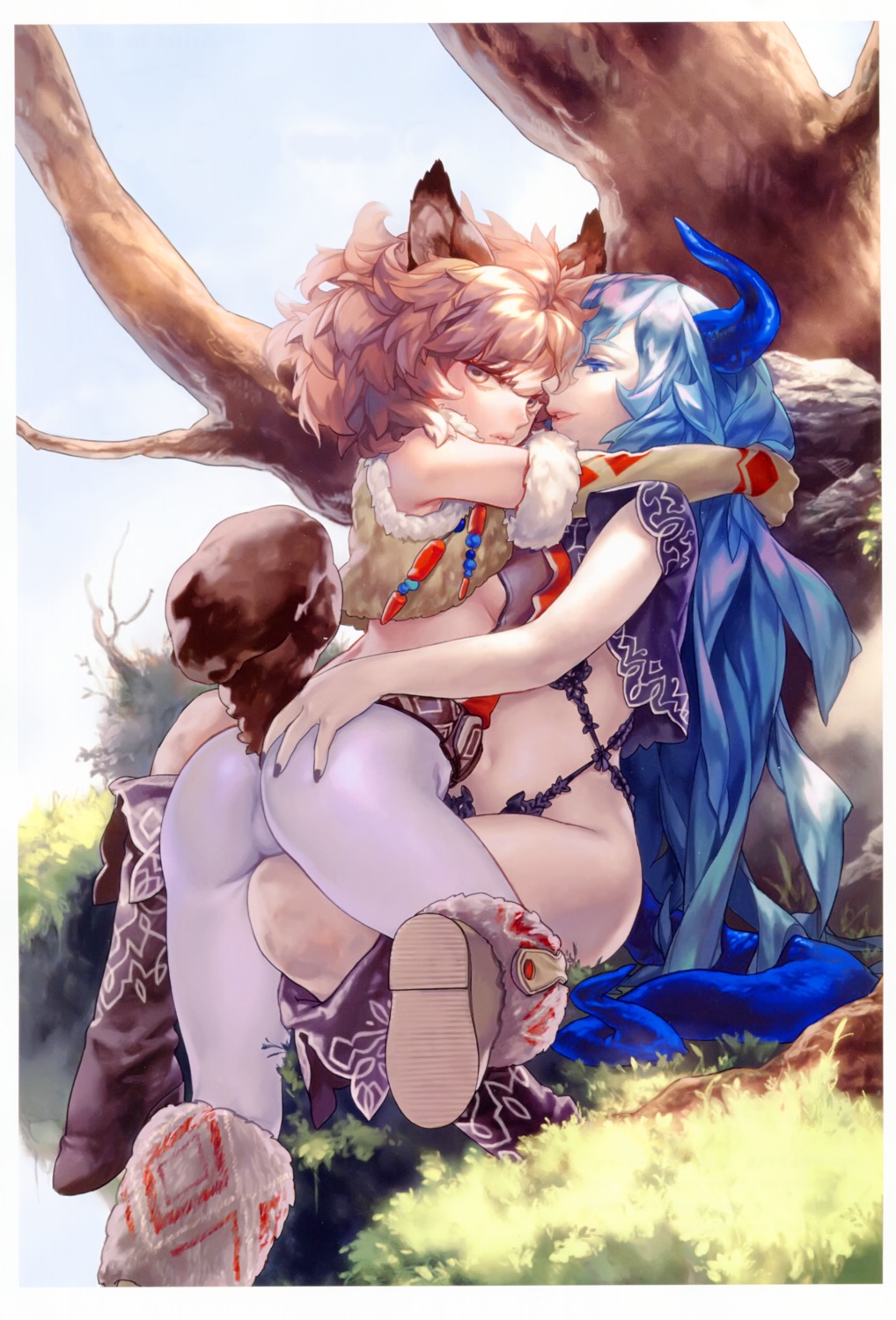 animal_ears ass ass_grab tagme tail yuri