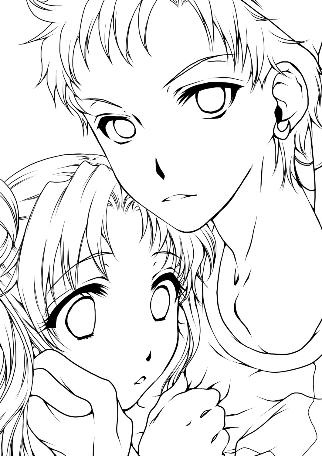 bishoujo_senshi_sailor_moon monochrome nakari_sai seiya_kou tsukino_usagi