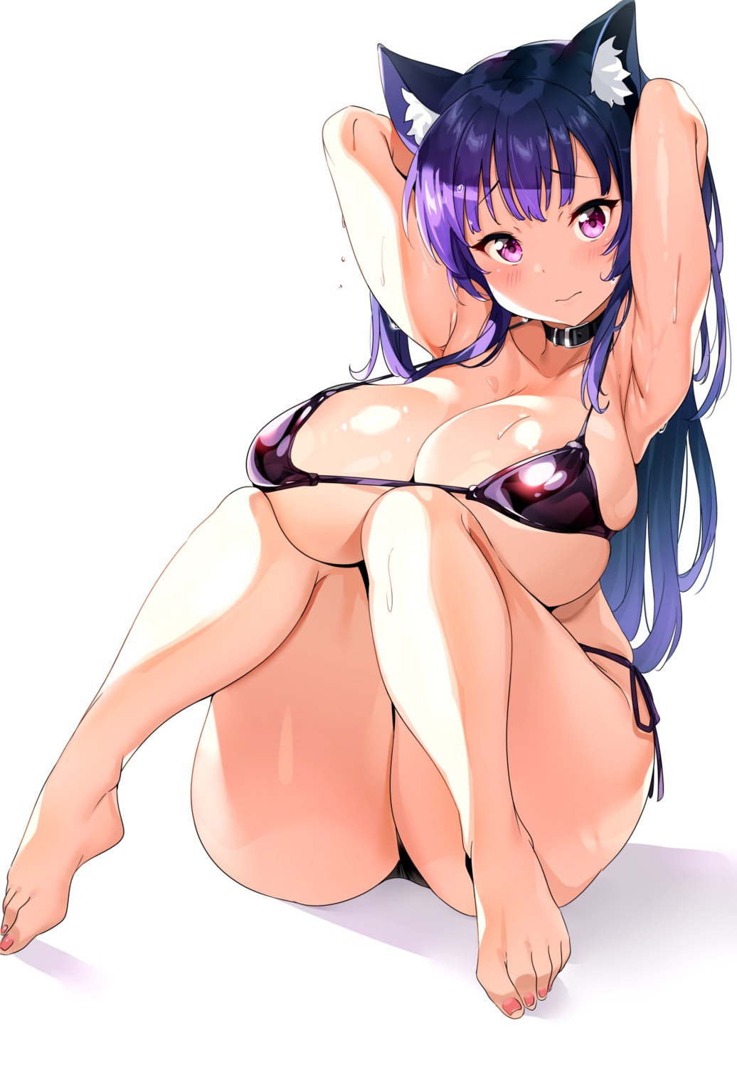 animal_ears bikini erect_nipples feet love_live!_sunshine!! nekomimi swimsuits tem10 tsushima_yoshiko