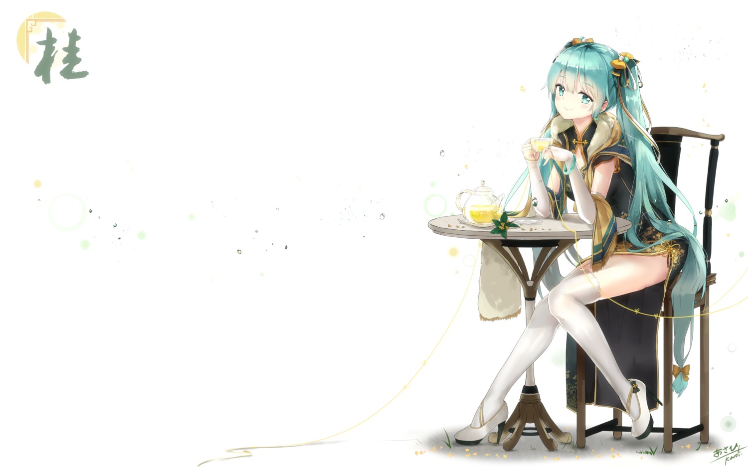 asahi_kuroi chinadress hatsune_miku heels thighhighs vocaloid