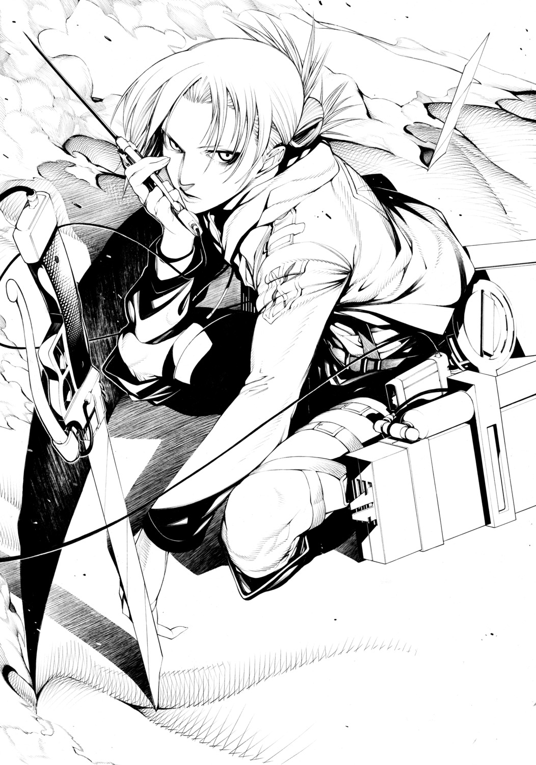 annie_leonhardt monochrome onigunsou shingeki_no_kyojin sword