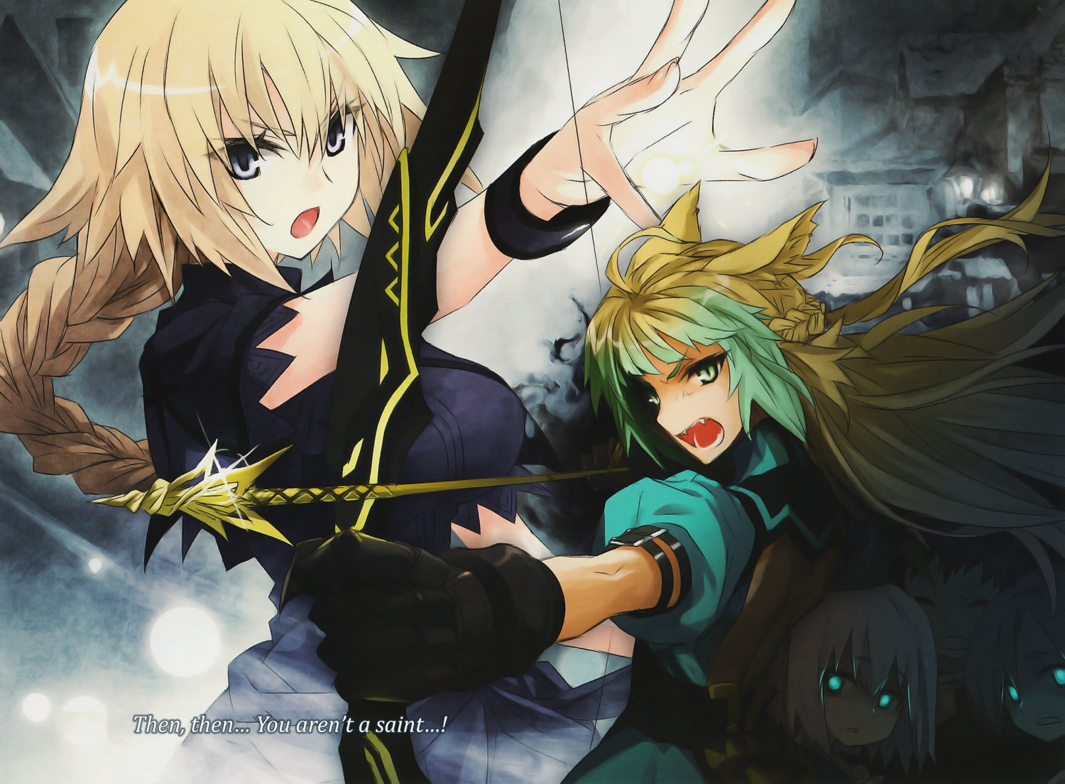 animal_ears archer_of_red fate/apocrypha fate/stay_night jeanne_d'arc jeanne_d'arc_(fate) konoe_ototsugu weapon