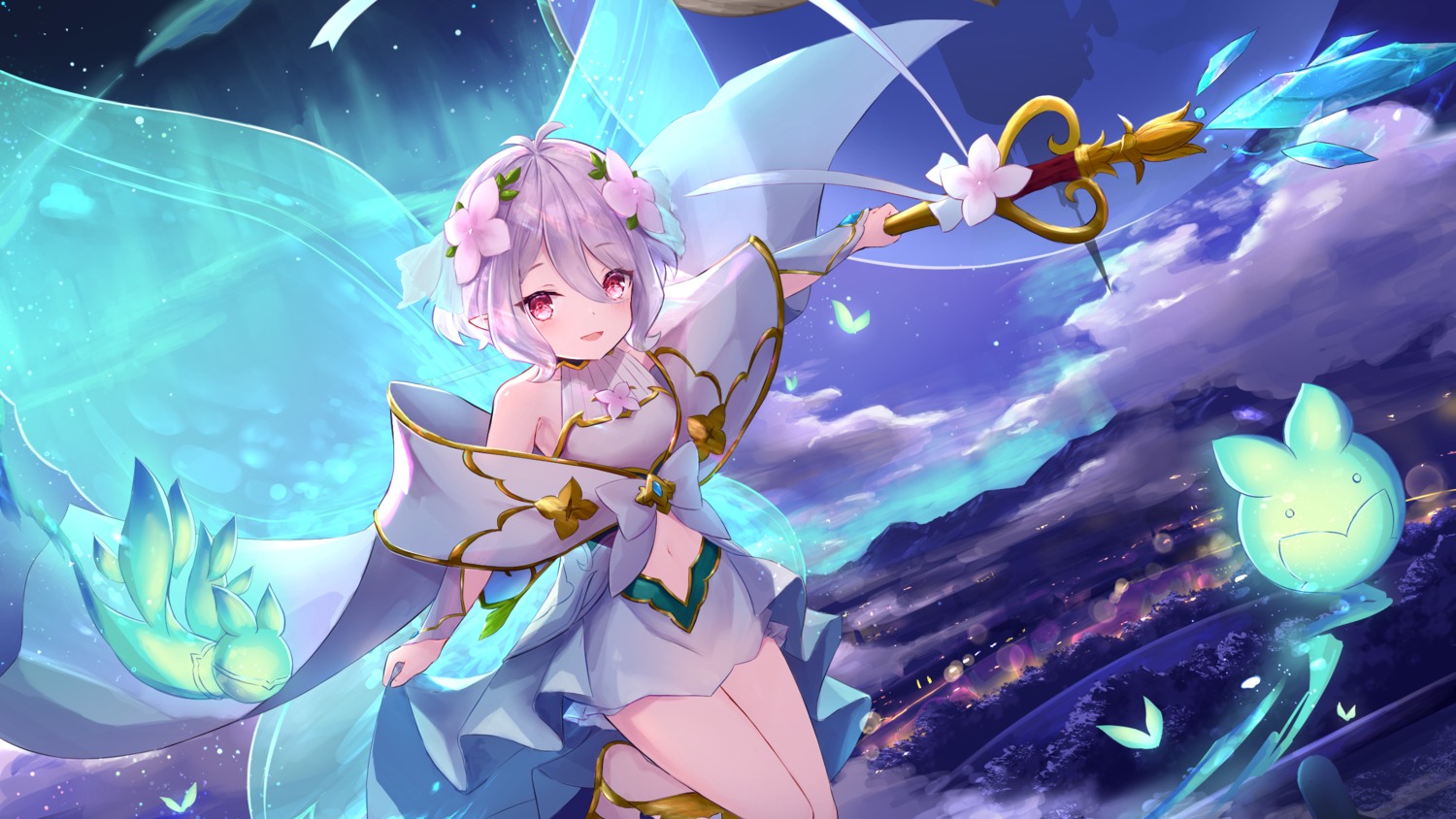 kokkoro pointy_ears poumi princess_connect! princess_connect!_re:dive wallpaper weapon wings