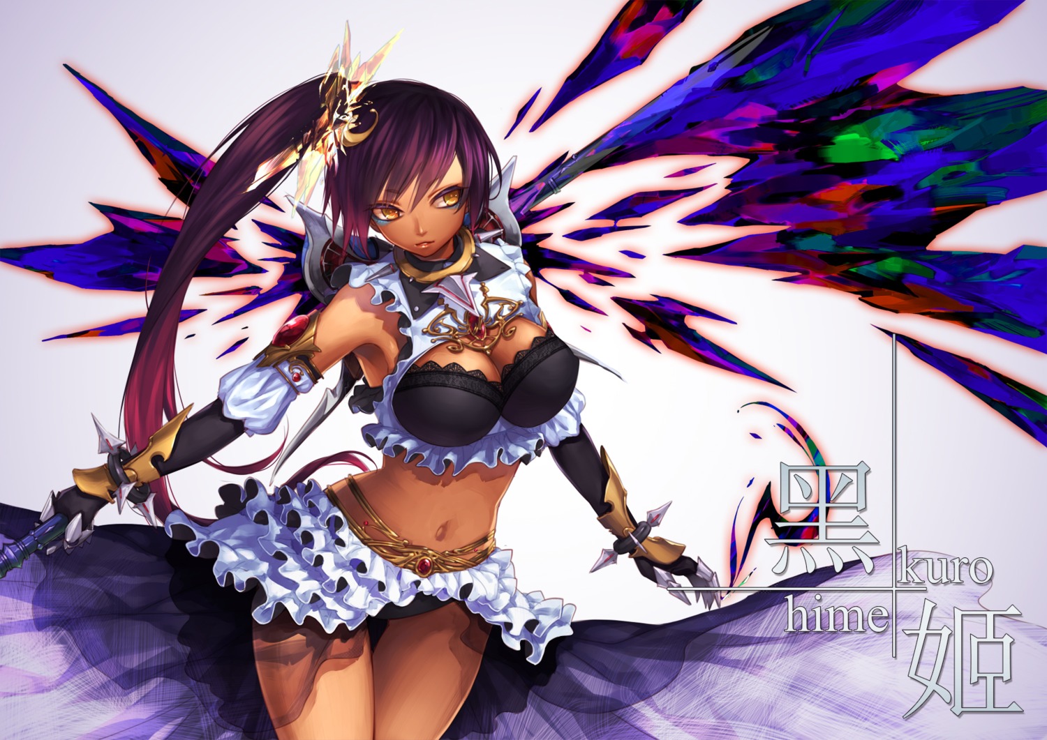 armor bikini_armor cleavage curry_bowl weapon wings