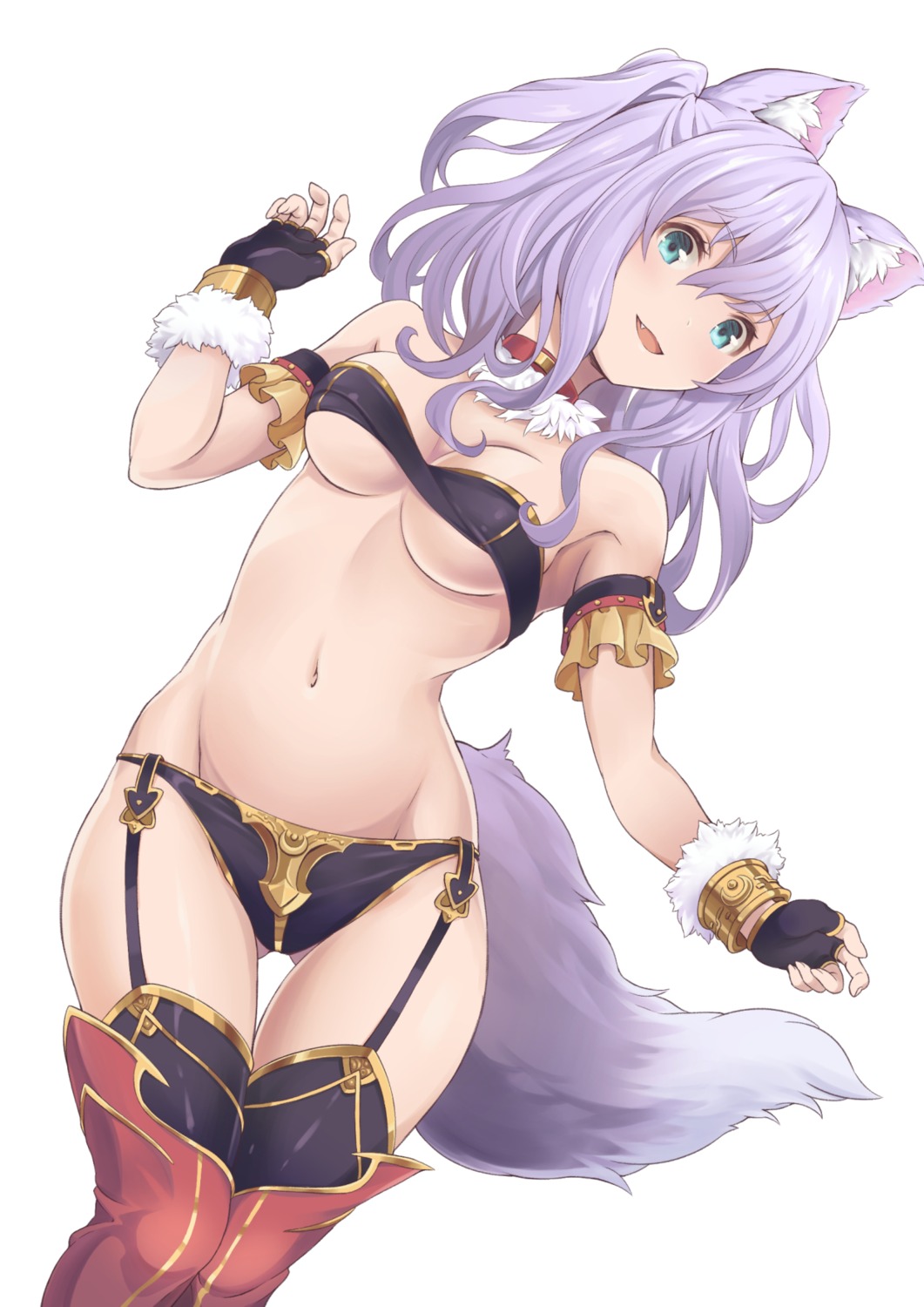 animal_ears bikini_armor misashi_(raichi821) nekomimi stockings tail thighhighs