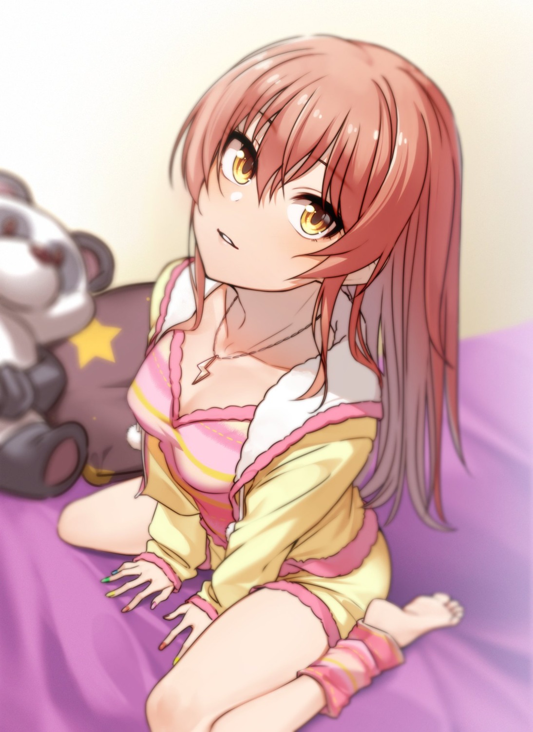 cleavage jougasaki_mika kakaobataa pajama the_idolm@ster the_idolm@ster_cinderella_girls