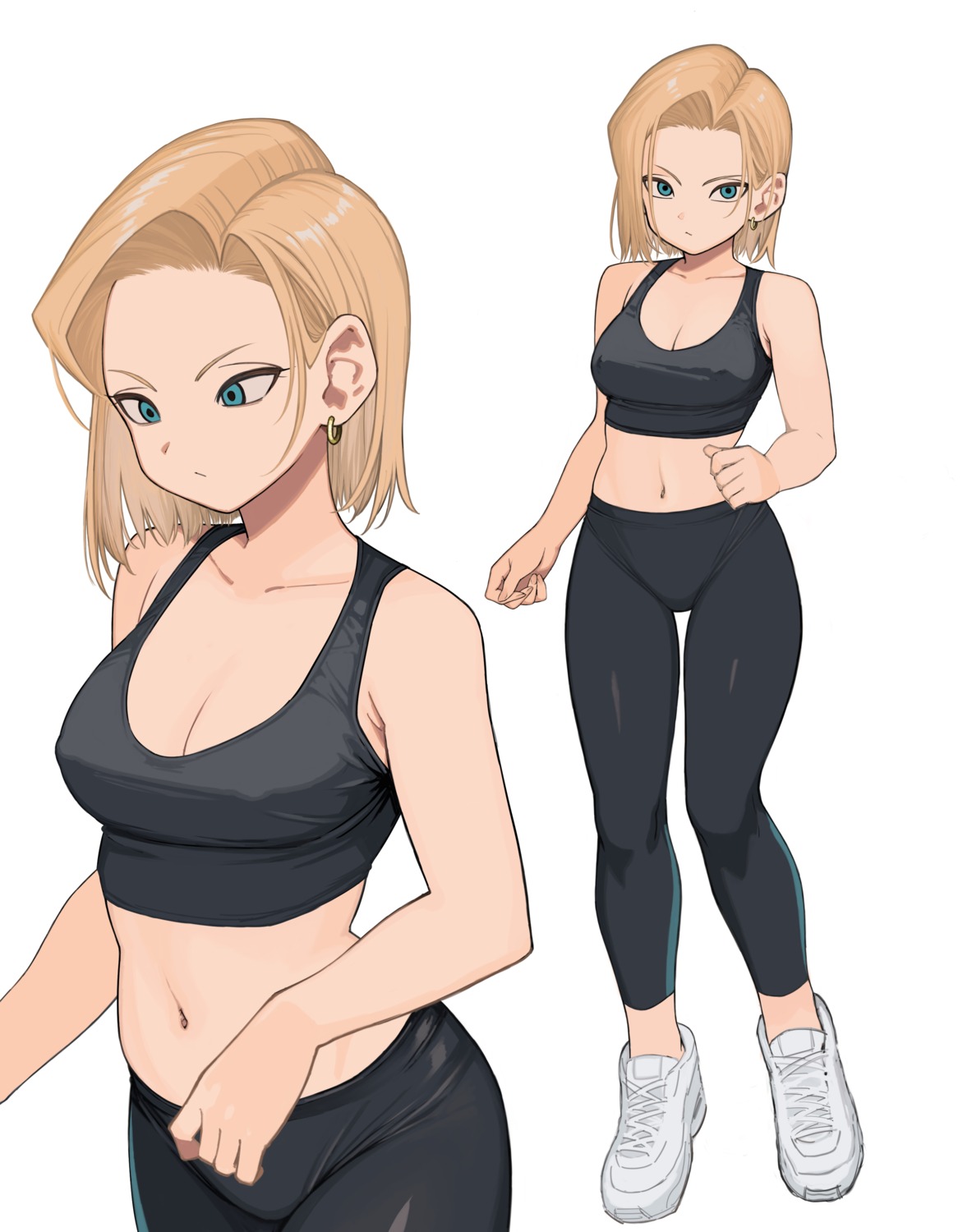 android_18 cleavage dragon_ball dragon_ball_z gym_uniform rokoido12