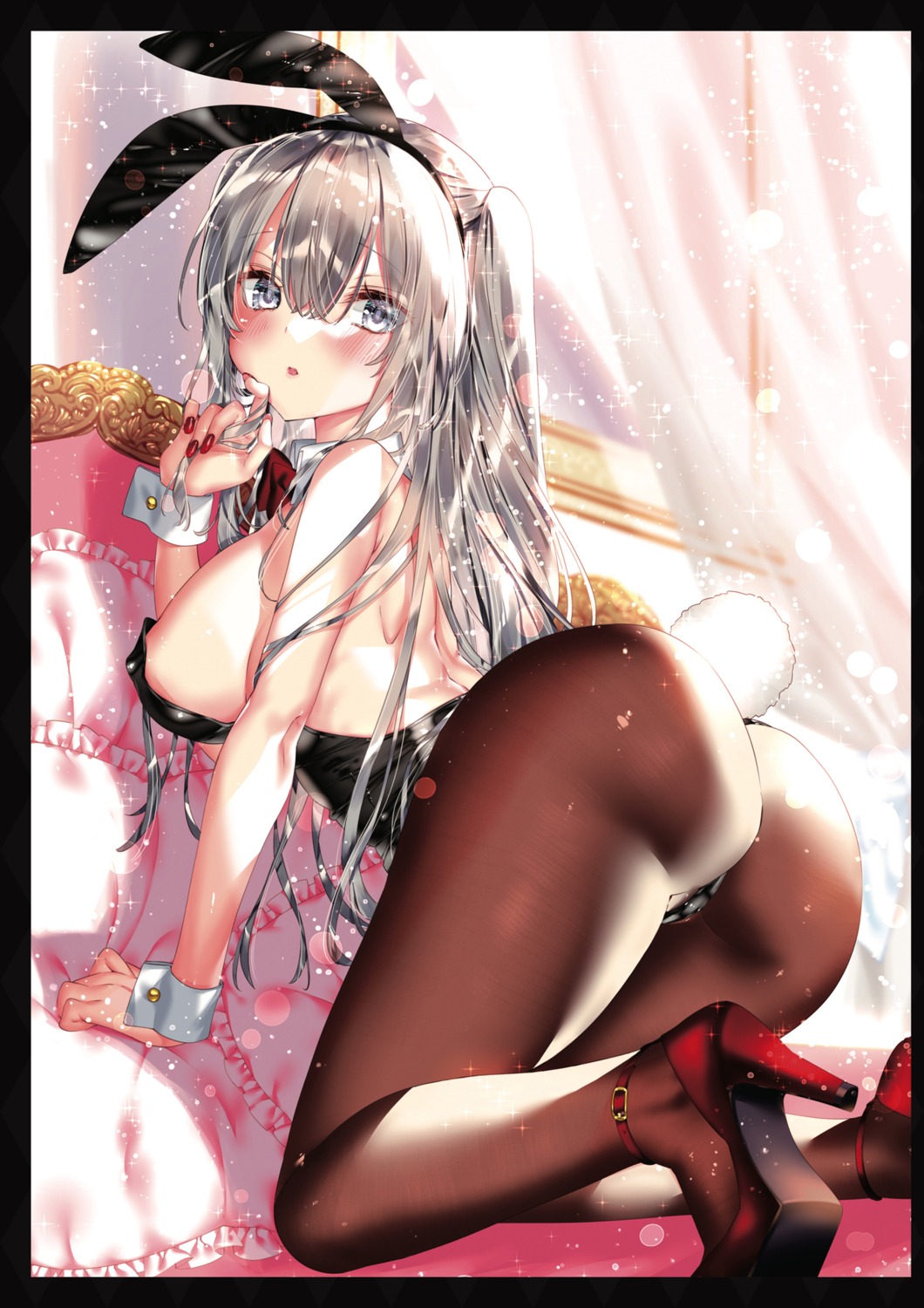 animal_ears ass bunny_ears bunny_girl heels kamiya_maneki no_bra pantyhose tail