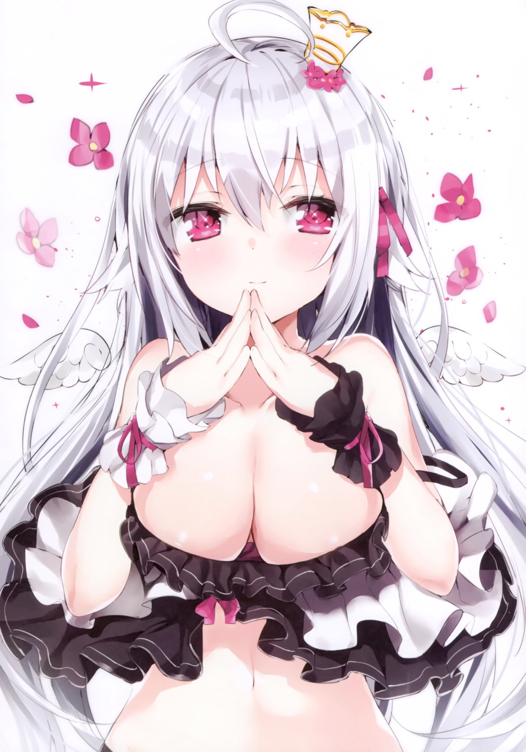 breast_hold kamioka_chiroru no_bra wings