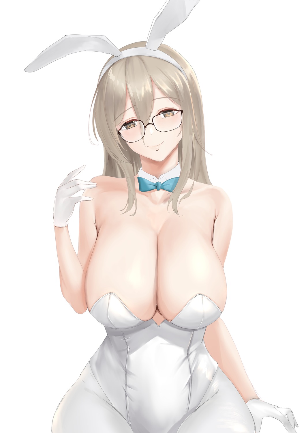 animal_ears blue_archive bunny_ears bunny_girl megane mippei murokasa_akane no_bra pantyhose