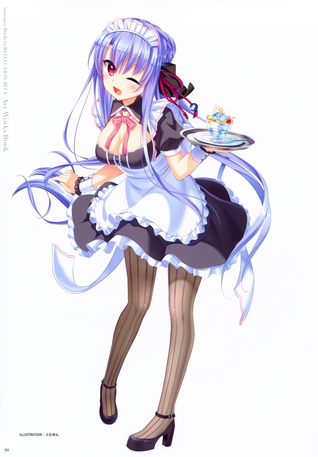 heels humuyun key maid skirt_lift sorakado_ao summer_pockets summer_pockets_reflection_blue waitress