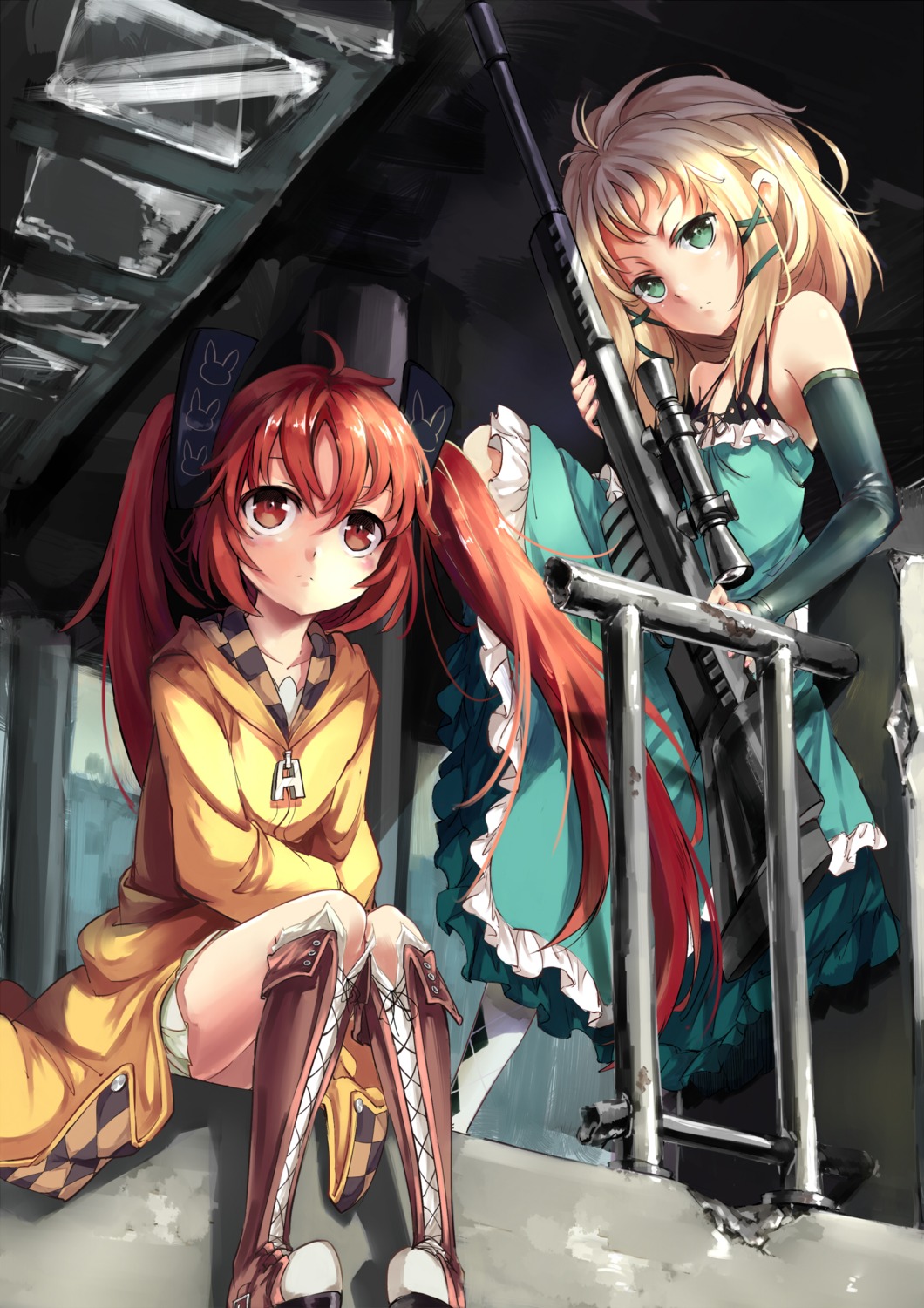 aihara_enju black_bullet dress mixke tina_sprout weapon