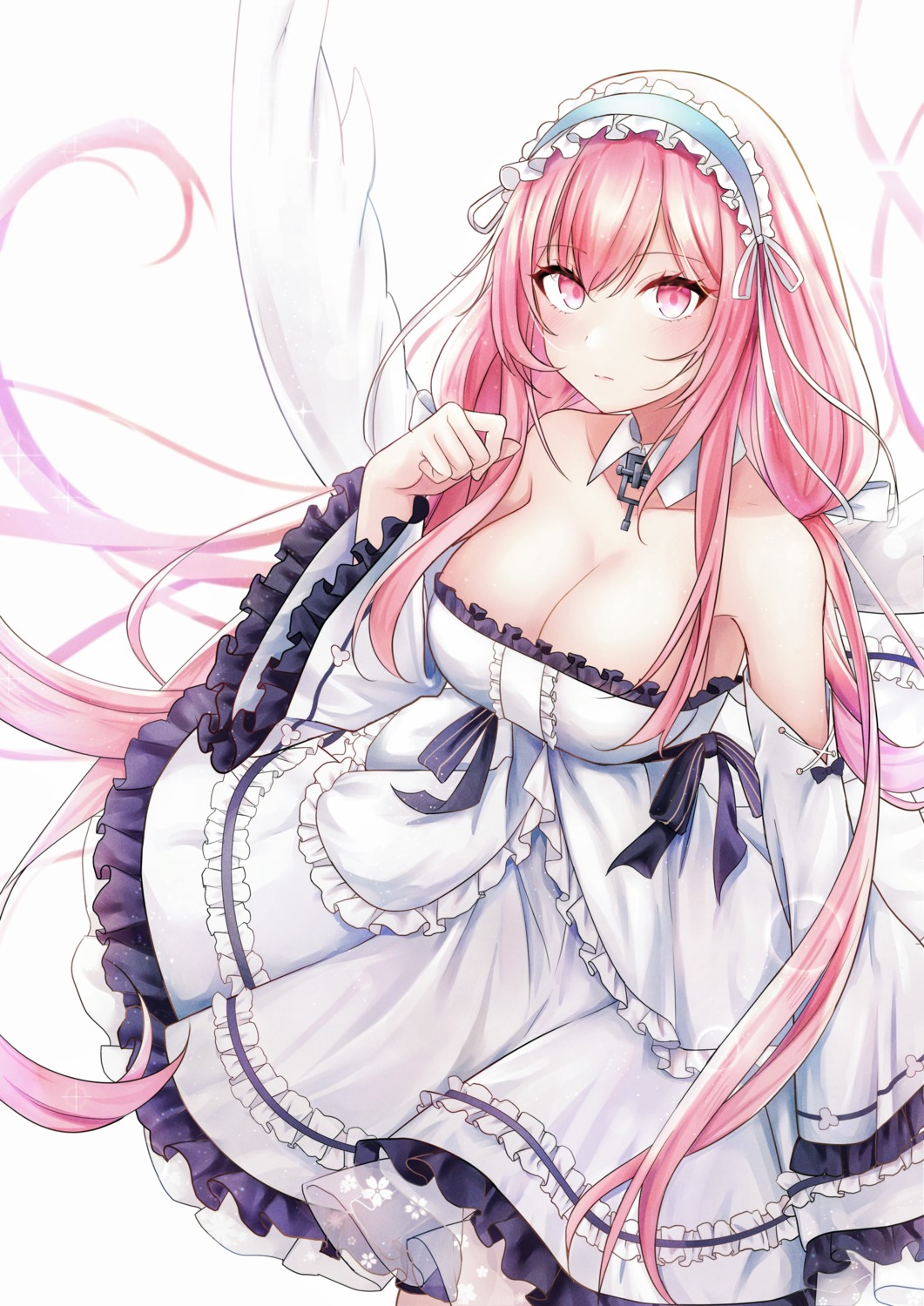 azur_lane dress jyu-so no_bra perseus_(azur_lane) see_through skirt_lift wings