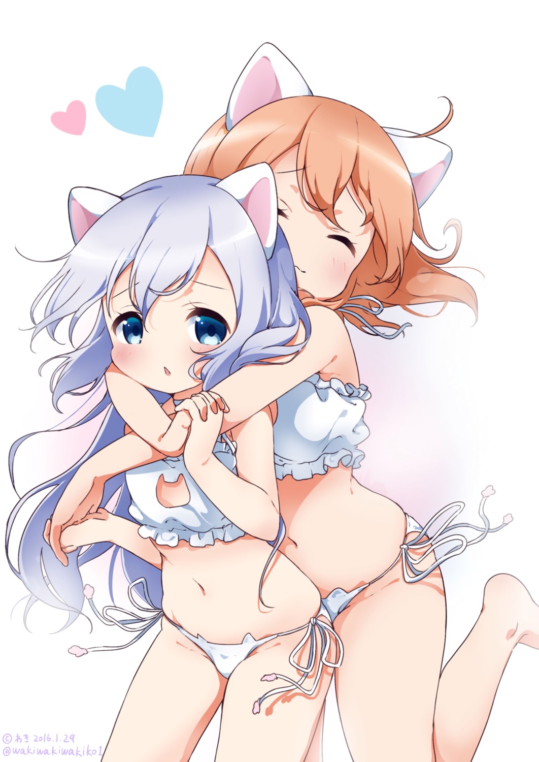 animal_ears gochuumon_wa_usagi_desu_ka? hoto_cocoa kafuu_chino lingerie loli nekomimi pantsu string_panties waki_(pixiv2609622)